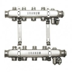 Коллектор высокотемпературного отопления URANUM с запорными вентилями, 1