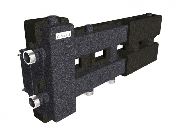 Коллектор балансировочный GIDRUSS BM-60-3D.EPP(60 кВт, 2+1 выхода 4D кроншт. EPP-термоизоляция )