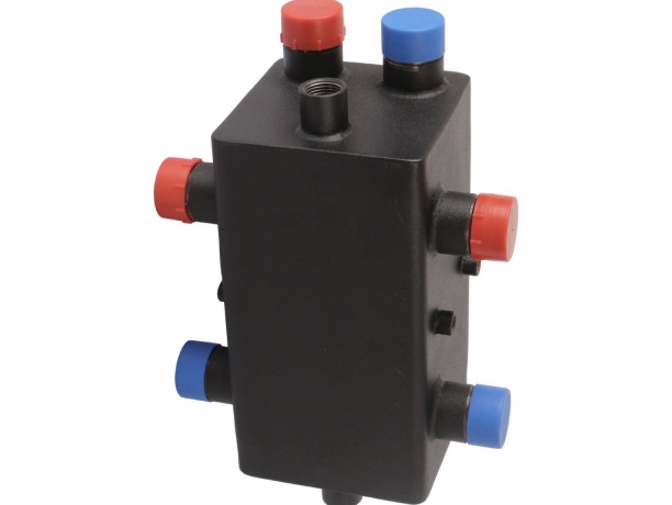 Коллектор распределительный стальной Rommer RDG-0018-004002 2 отопительных контура с гидравлическим разделителем 1