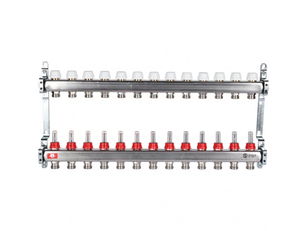 Коллекторная группа STOUT с расходомерами на 13 вых.