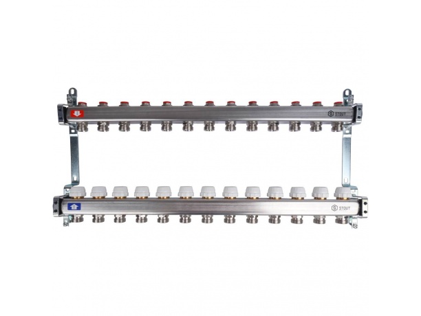 Коллекторная группа STOUT без расходомеров на 13 вых. с регулировкой